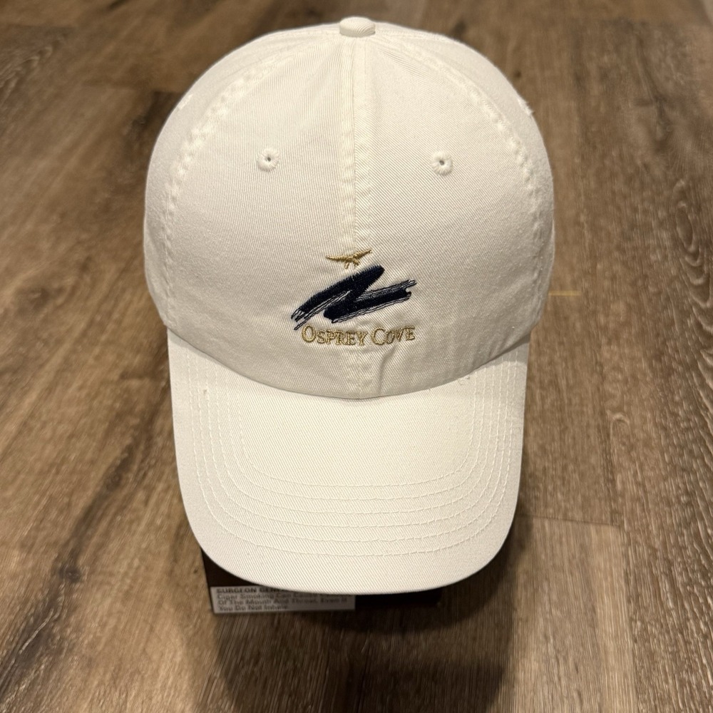 Osprey Cove Country Club Gold Hat White Gold PGA Adjustable Strap Cap